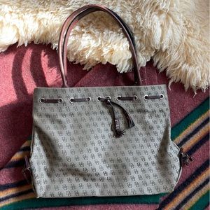 Vintage y2k Dooney & Bourke Monogram Tassel Tote Tulip Tassel Large Green